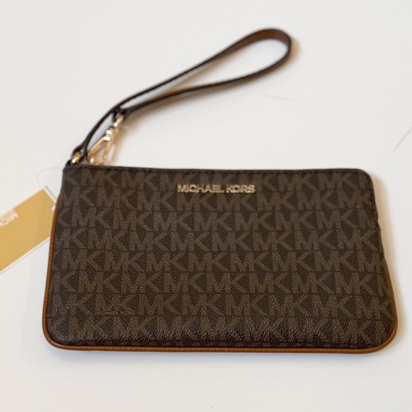 Michael Kors Jet Set Travel TZ Wristlet MK Brown - Picture 14 of 14